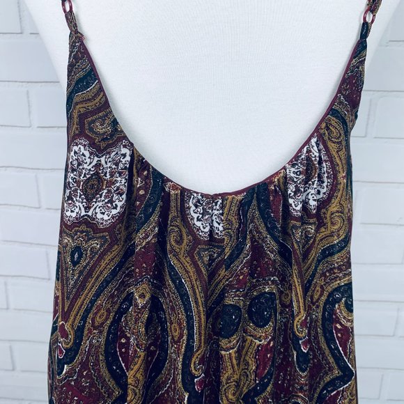 Tobi wine paisley boho slip dress lace trim Medium - Picture 6 of 8